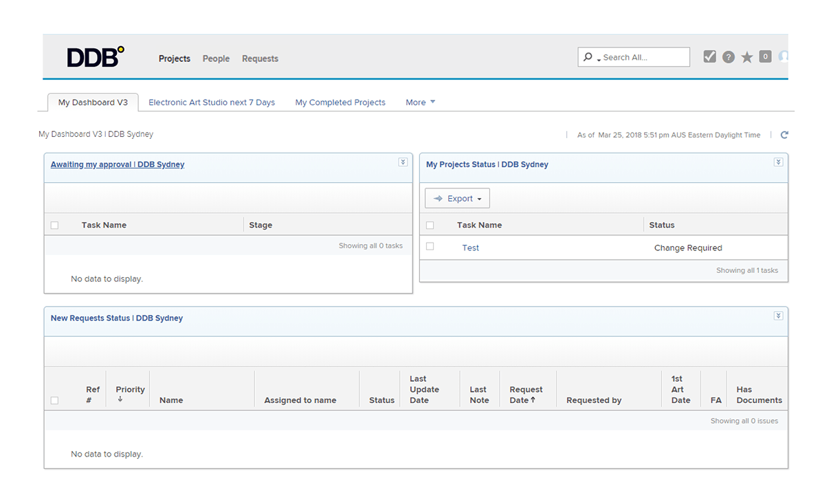 Studio manager dashboard